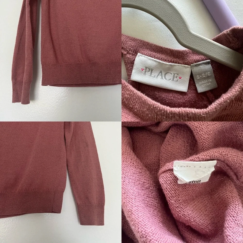 The Children's Place Girls Sweater‎ With Cat Face and sequins Size S 5/6